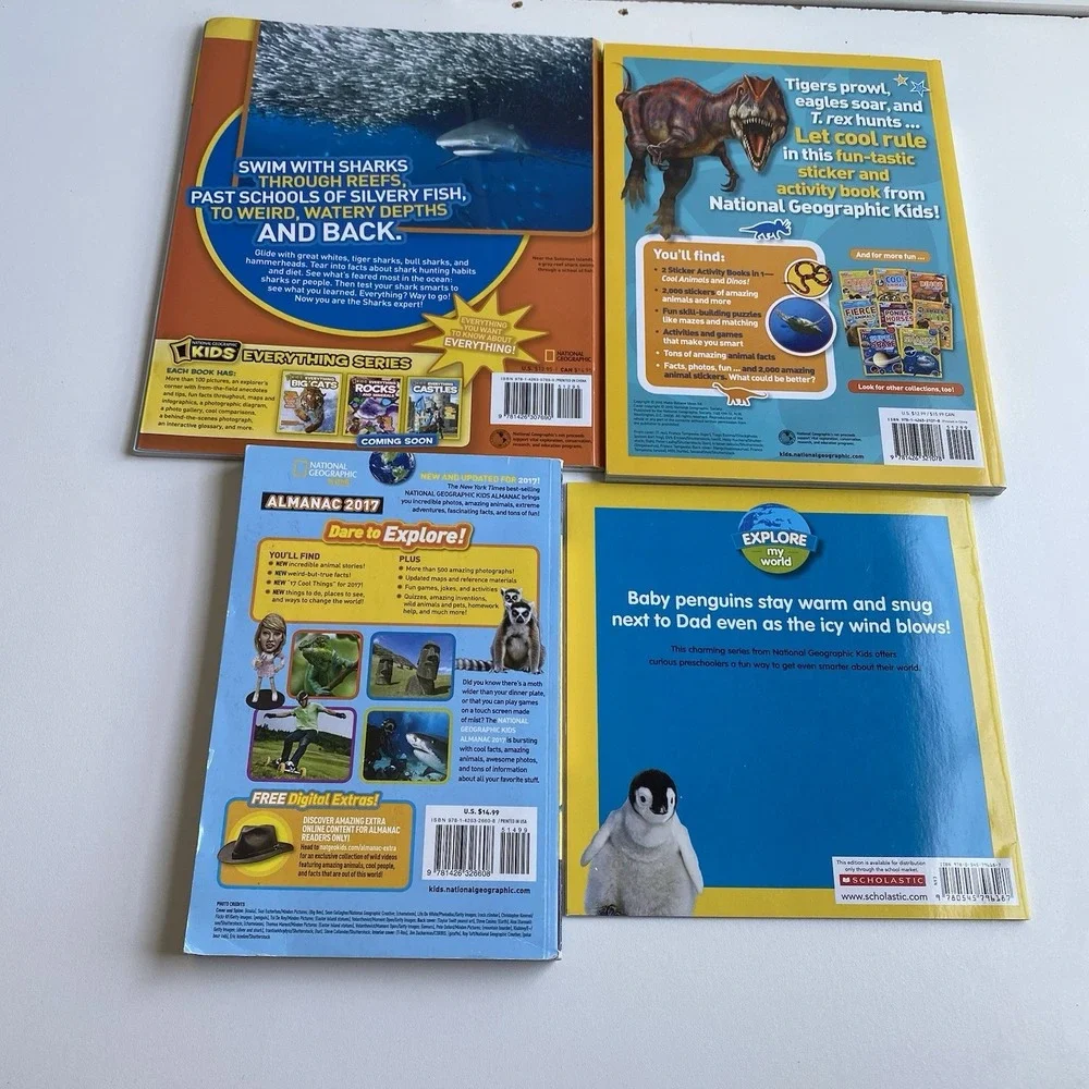 National Geographic Kids: Animals Lot Of 4 Books Sharks Sticker Activity Penguin